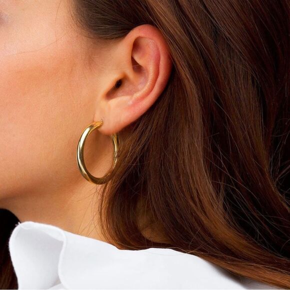 Stainless Steel Gold Plated Hoop Earrings 3 pair - Picture 5 of 6